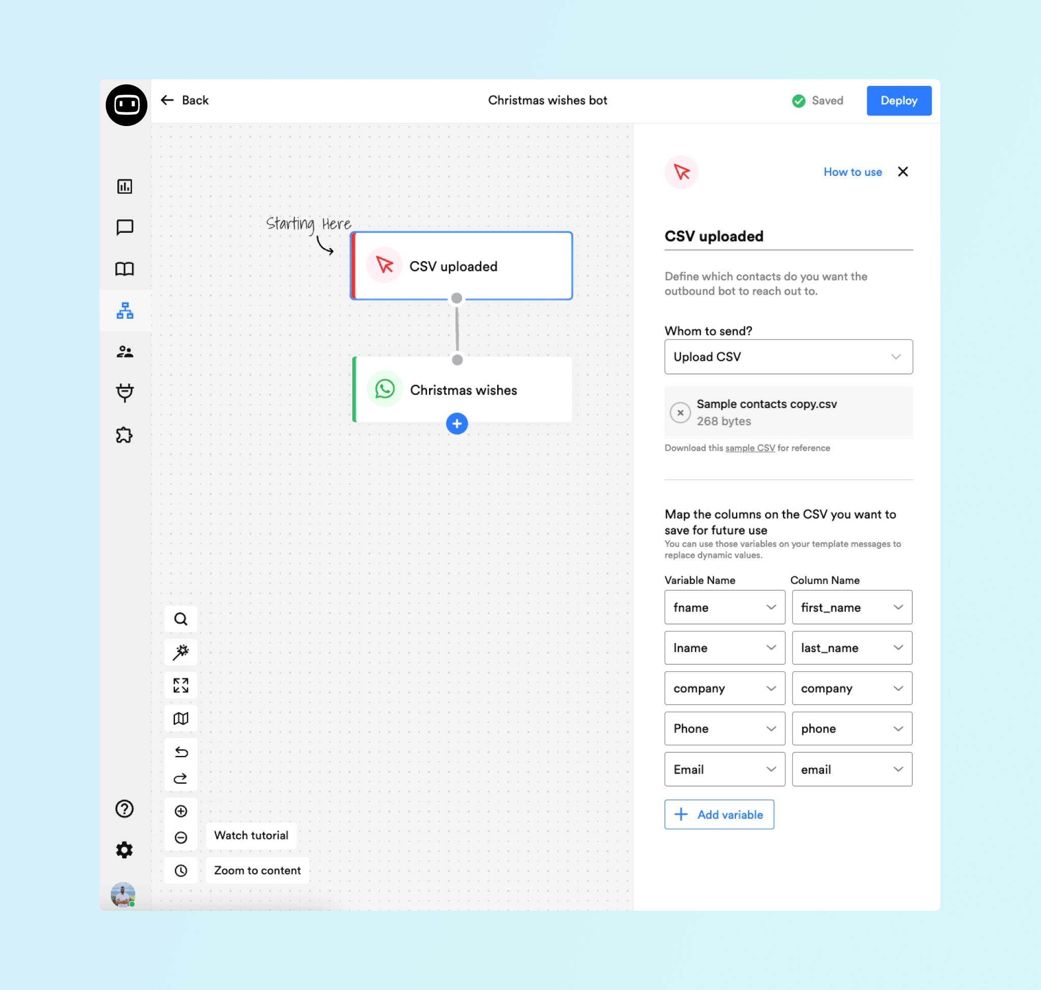 Upload csv